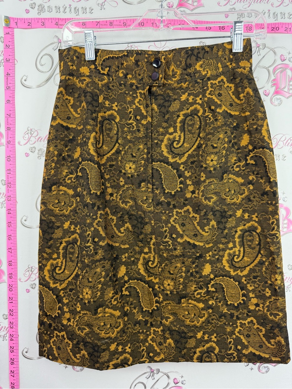 MR.JAX FOR ONE + ONE skirt vintage Paisley Jacquard Midi Skirt in Mustard Brown
